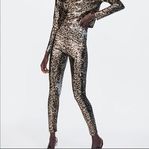 Zara sequin animal leggings NWT